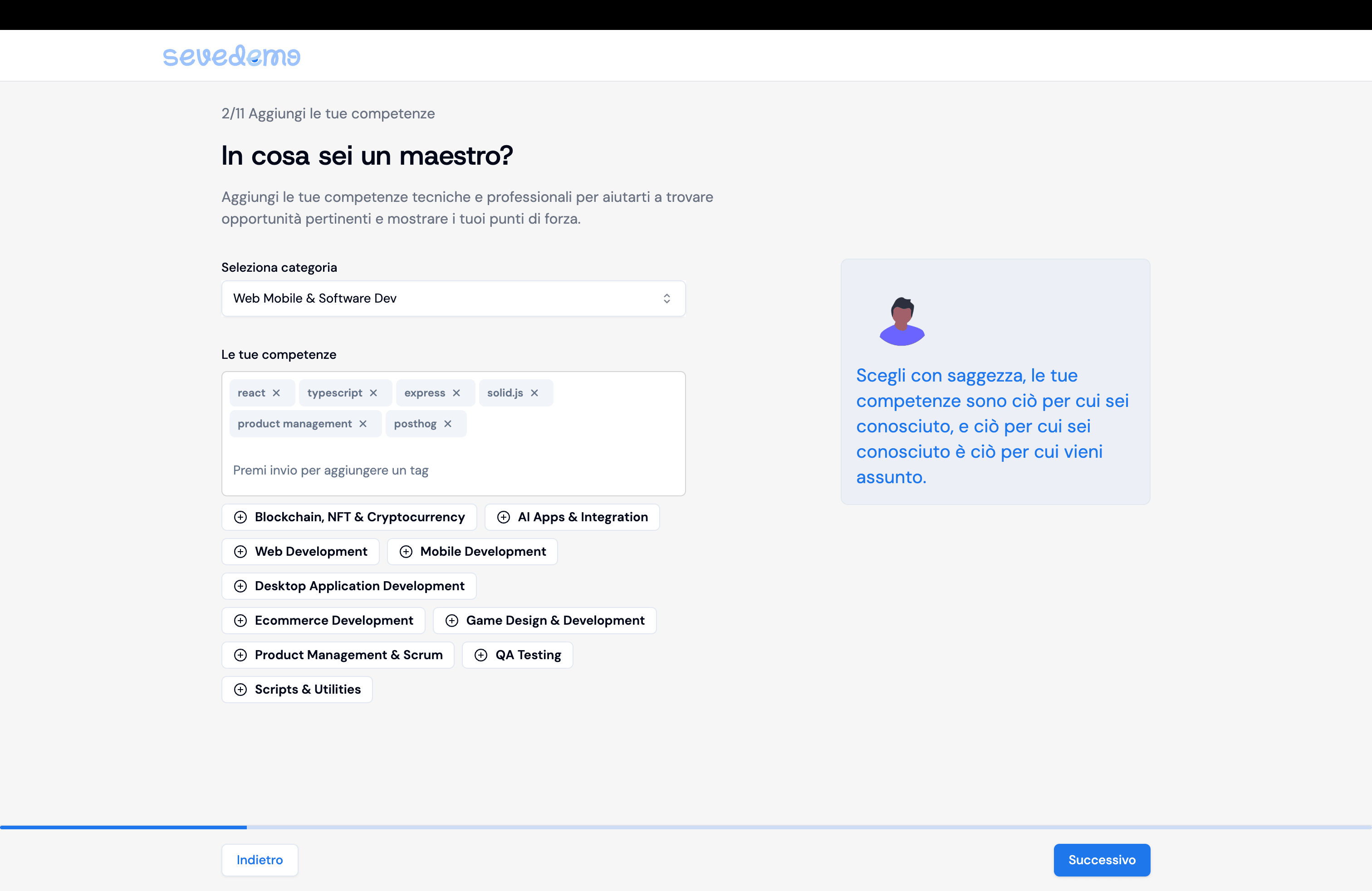 Vecchio flusso: inserimento manuale delle competenze
